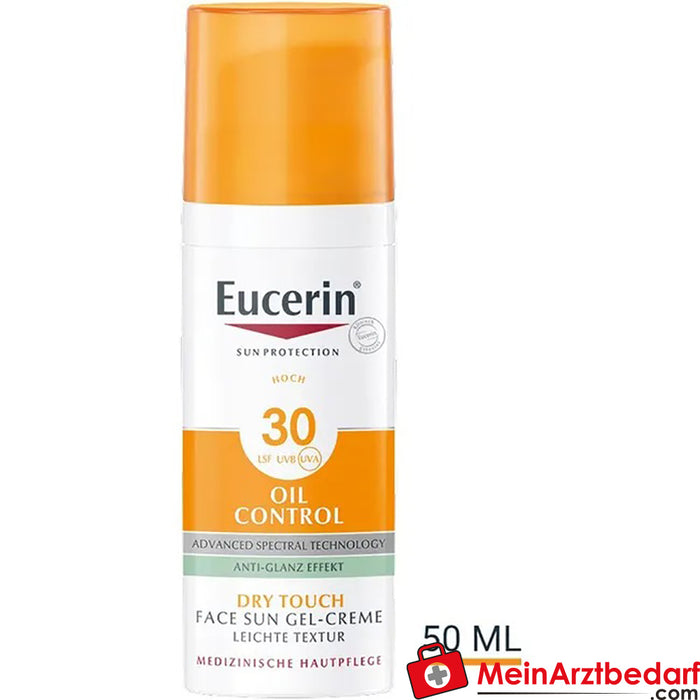Eucerin® Oil Control Face Sun Gel-Crema FPS 30 - alta protección solar con efecto antibrillos durante 8 horas, también para pieles propensas al acné.