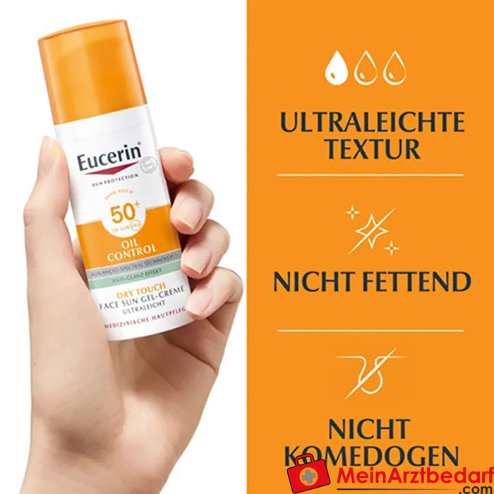Eucerin® Oil Control Face Sun Gel-Creme LSF 50+|auch für zu Akne neigende Haut, 50ml