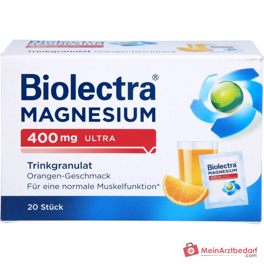 Biolectra Magnesium 400 mg ultra Trinkgranulat Orange, 20 Beutel.