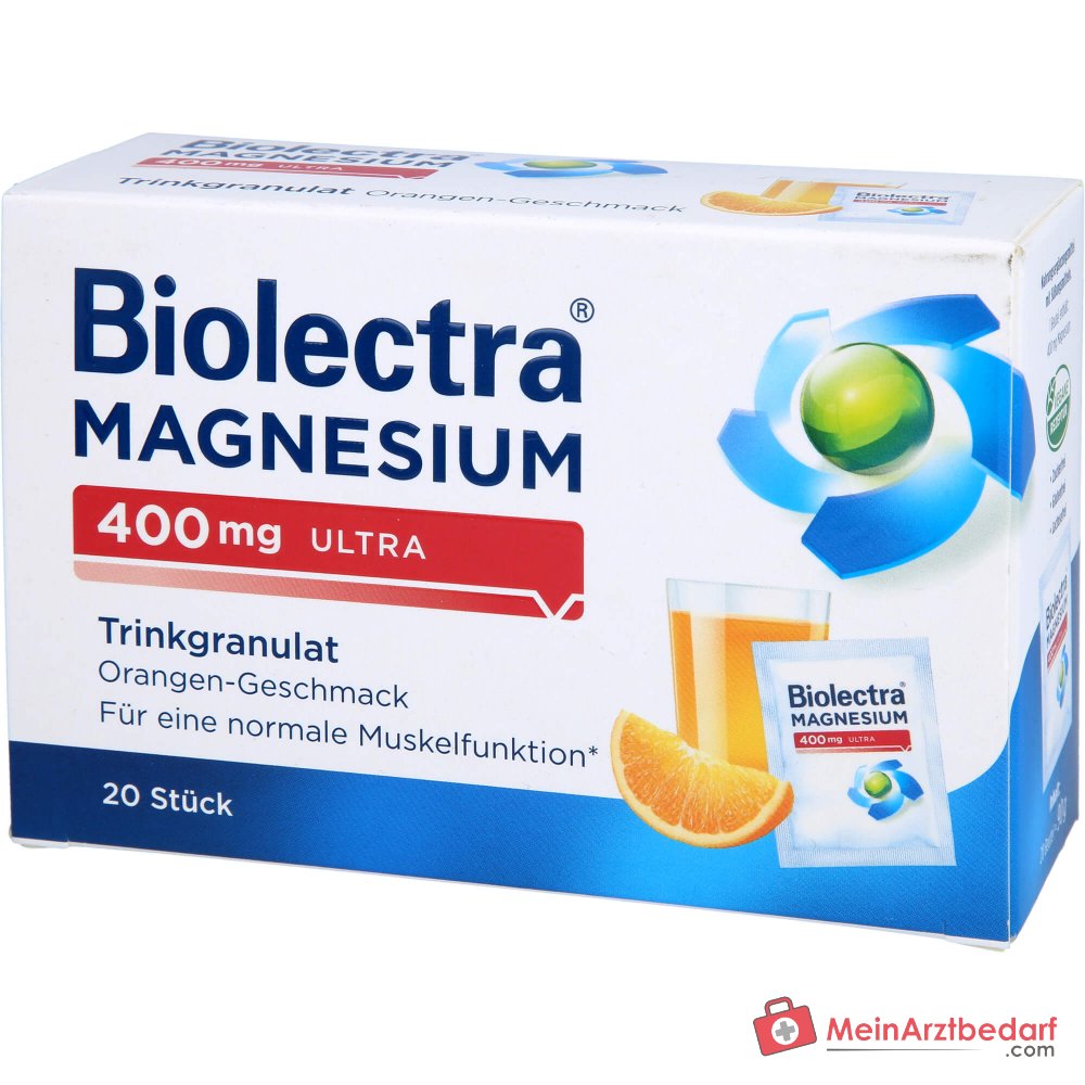 Biolectra Magnesium 400 mg ultra Trinkgranulat Orange, 20 Beutel.