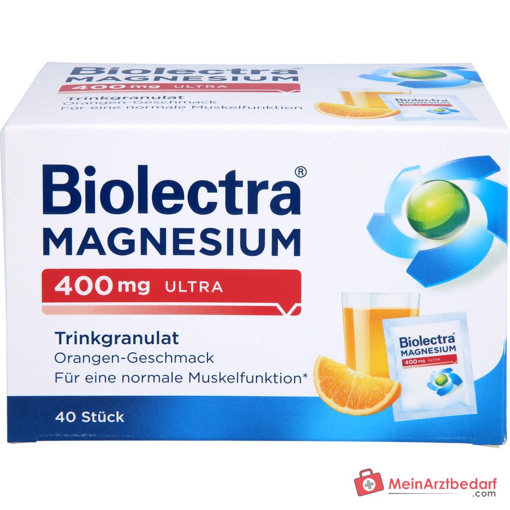 Biolectra Magnesium 400 mg ultra Trinkgranulat Orange, 40 Beutel.