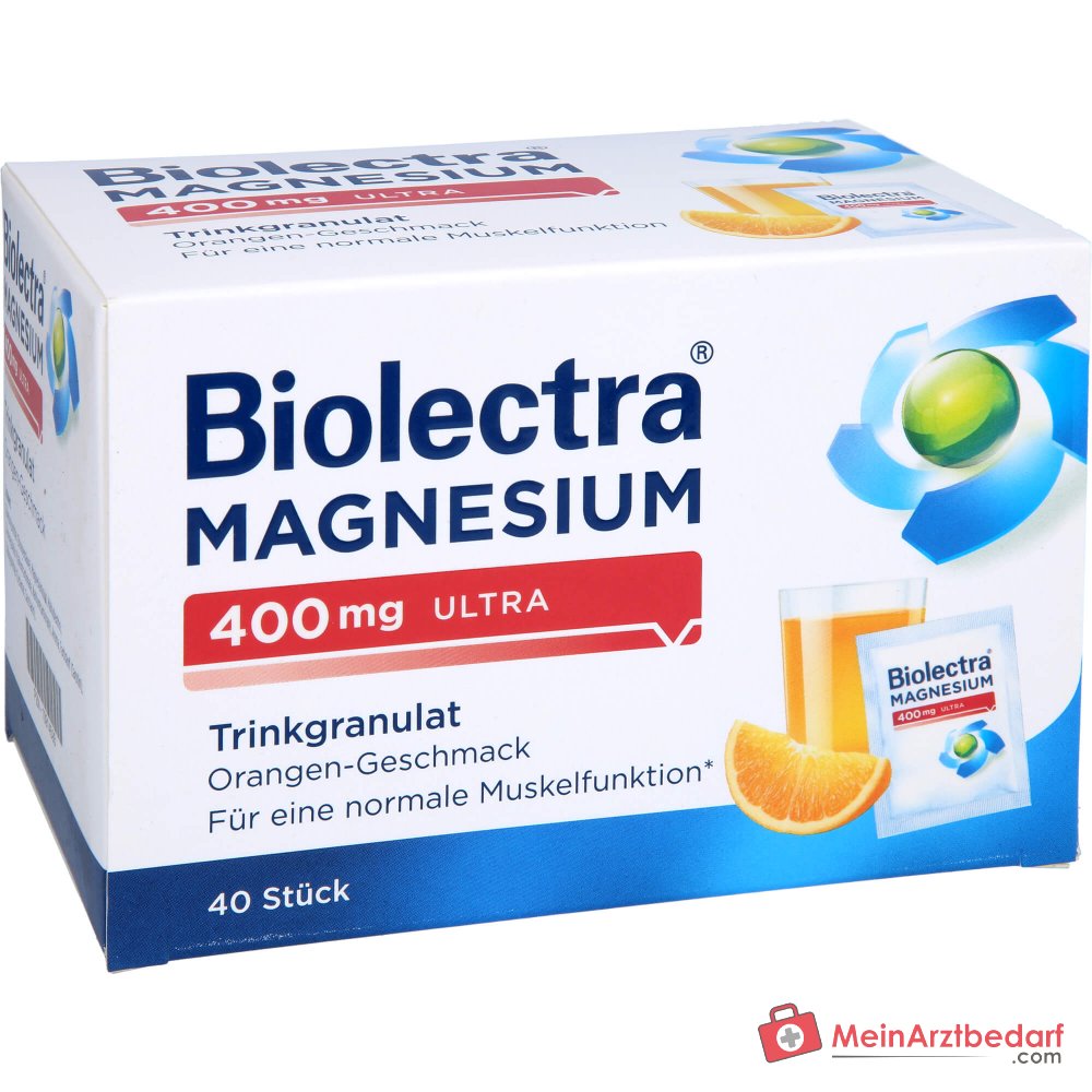 Biolectra Magnesium 400 mg ultra Trinkgranulat Orange, 40 Beutel.