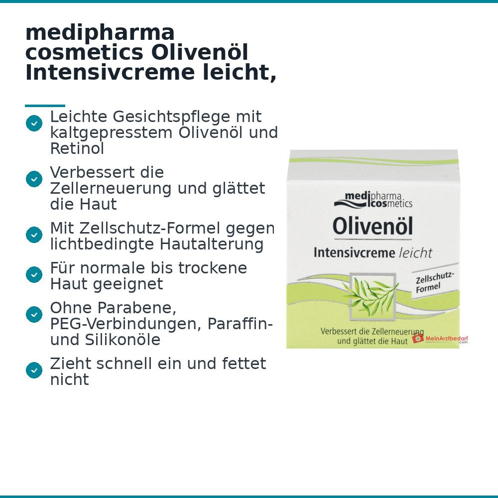 medipharma cosmetics Crème intensive légère à l'huile d'olive, 50 ml