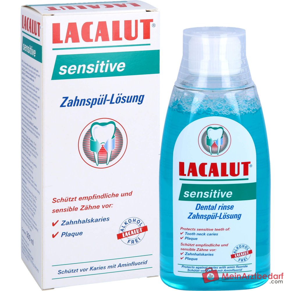 Lacalut sensitive Aminfluorid / Kaliumchlorid / Chlorhexidin Zahnspül-Lösung, 300 ml.