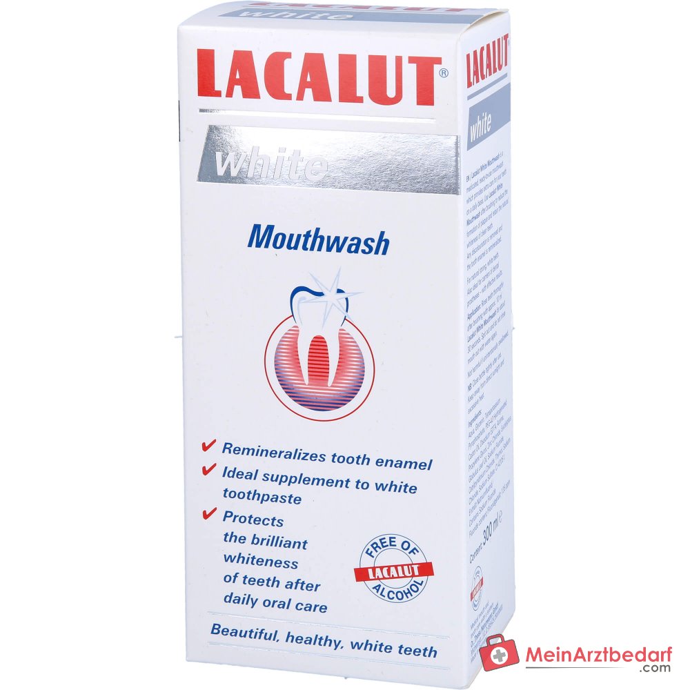 Lacalut White Natriumfluorid / Zinkchlorid / Tetrakaliumpyrophosphat Mundspül-Lösung, 300 ml.