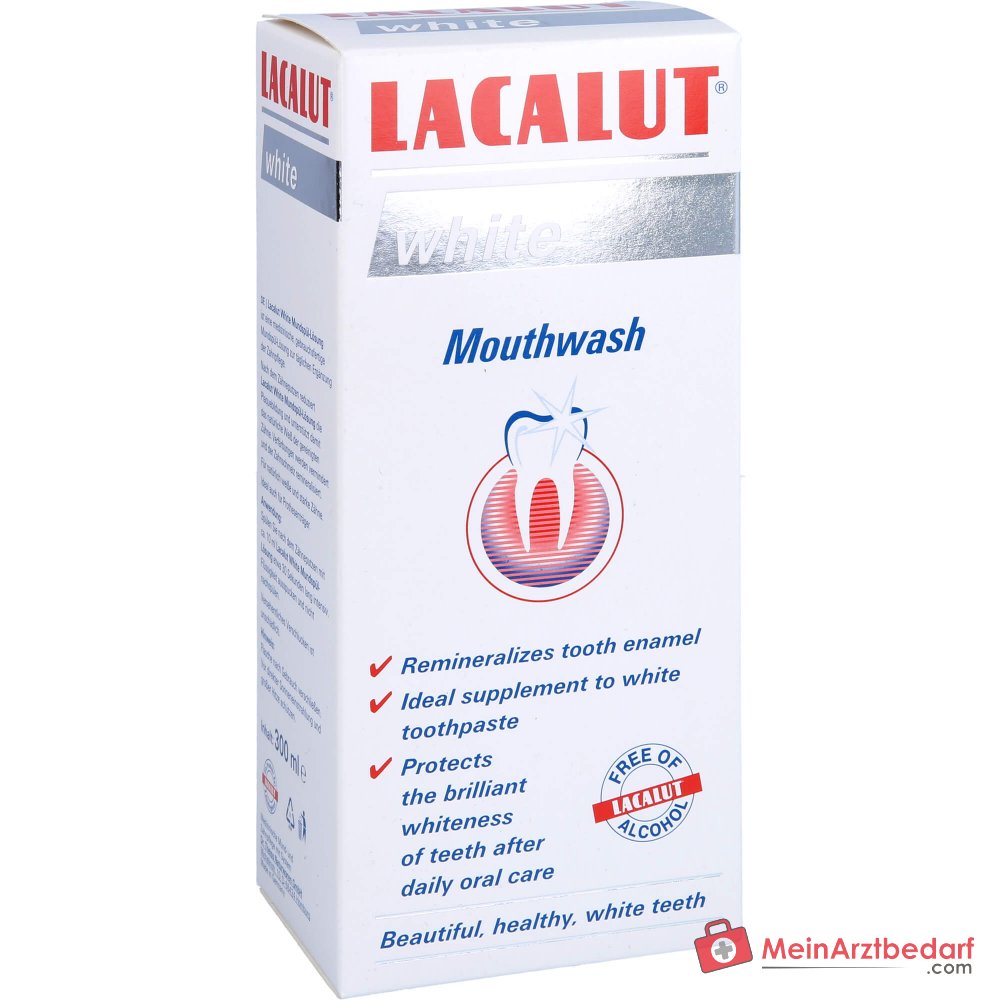 Lacalut White Natriumfluorid / Zinkchlorid / Tetrakaliumpyrophosphat Mundspül-Lösung, 300 ml.