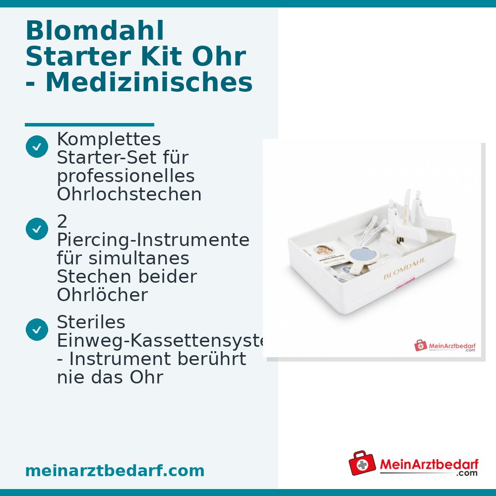 Blomdahl Starter-Kit Ohrlochstechsystem mit 2 Instrumenten, Übungsohr, Hautmarker und Spiegel.