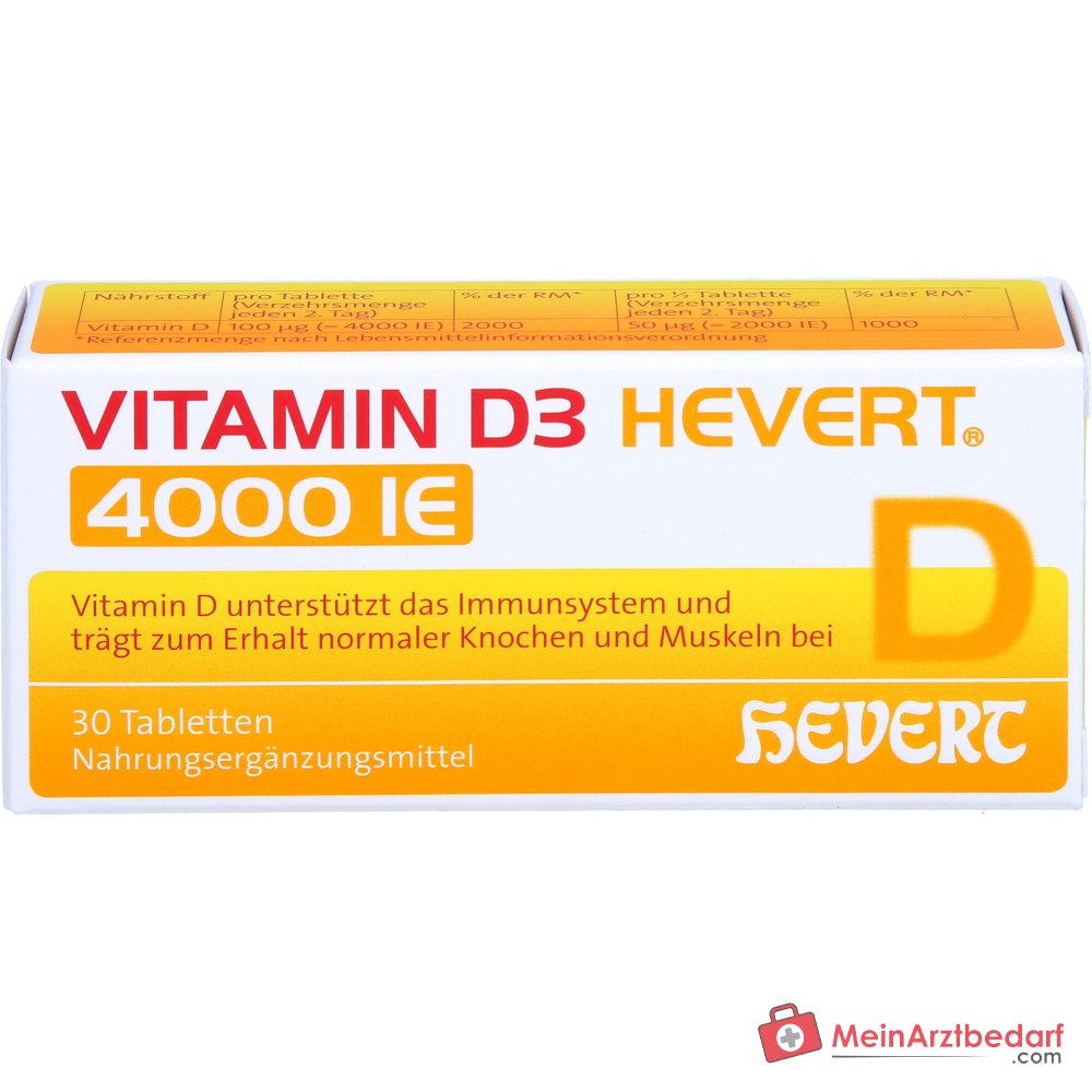 Hevert Vitamin D3 Cholecalciferol Tabletten 4000 IE, 30 St.