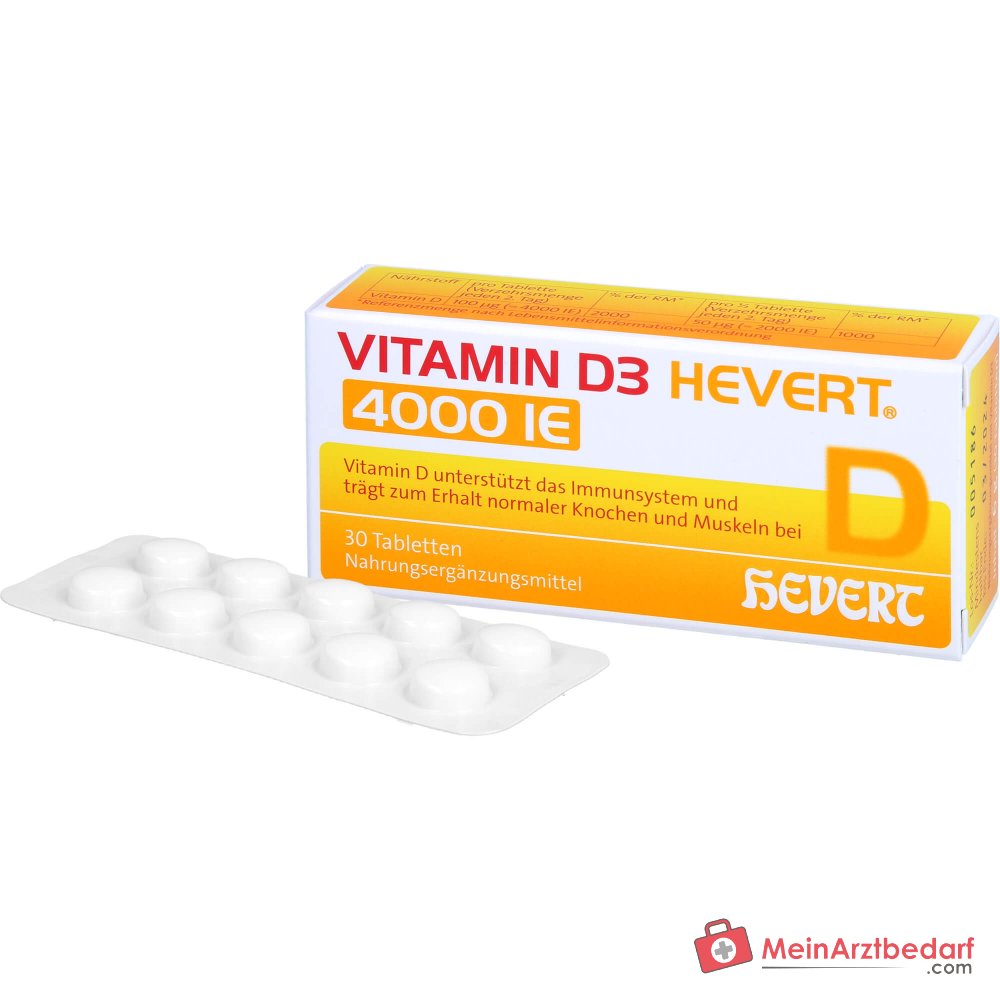 Hevert Vitamin D3 Cholecalciferol Tabletten 4000 IE, 30 St.