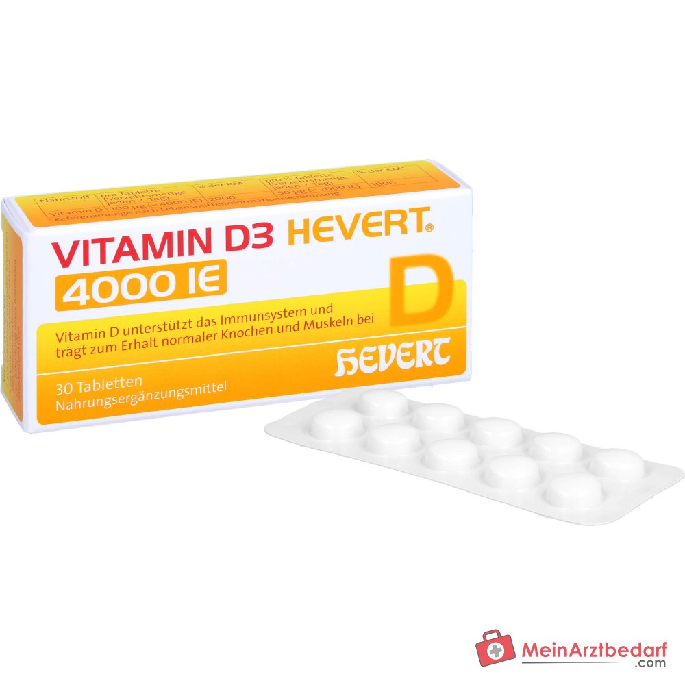 Hevert Vitamin D3 Cholecalciferol Tabletten 4000 IE, 30 St.