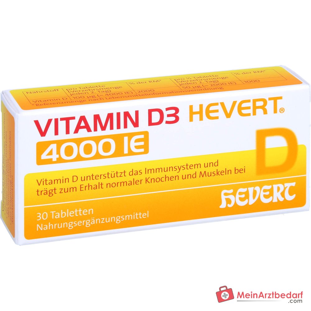 Hevert Vitamin D3 Cholecalciferol Tabletten 4000 IE, 30 St.