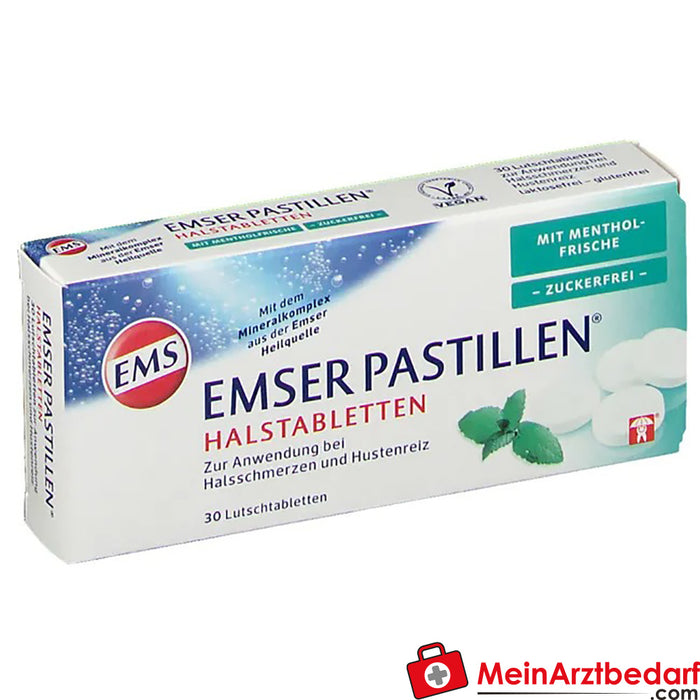 EMSER Pastilles® 薄荷清爽无糖，30 个。