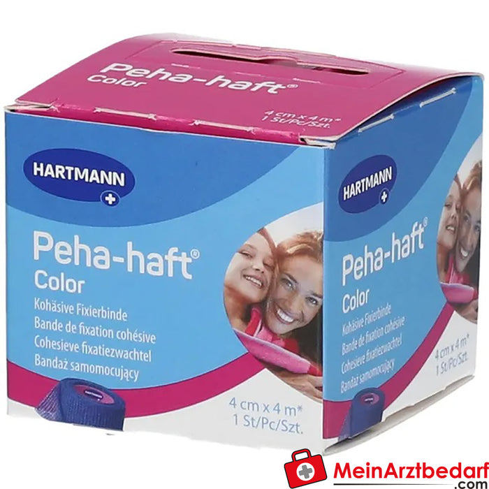 Peha-haft® Colour latex-free fixation bandage 4 cm x 4 m blue, 1 pc.