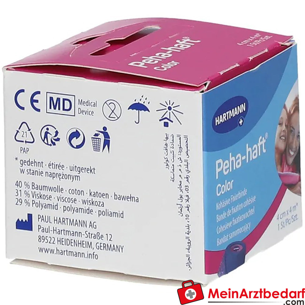 Peha-haft® Color latexfrei Fixierbinde 4 cm x 4 m blau, 1 St..