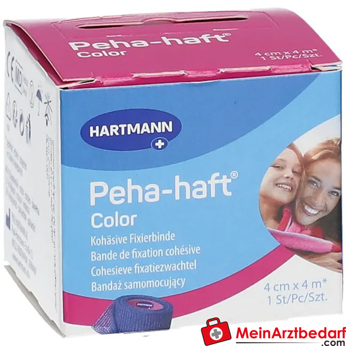 Peha-haft® Kolorowy bezlateksowy bandaż mocujący 4 cm x 4 m niebieski, 1 szt.