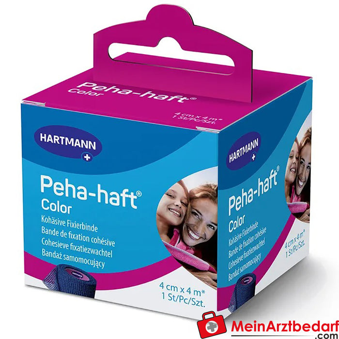 Bande de fixation Peha-haft® Color sans latex 4 cm x 4 m bleu, 1 pce