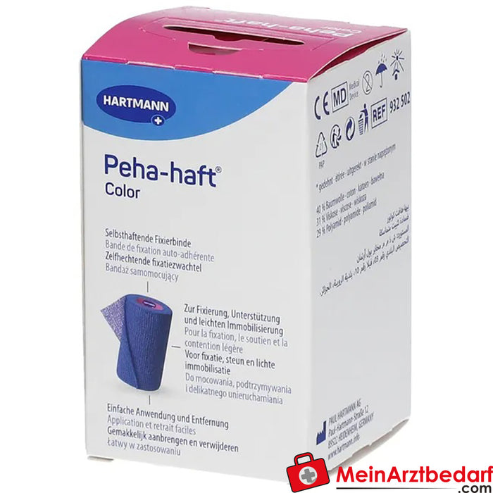 Peha-haft® Colour latex-free fixation bandage blue 8 cm x 4 m blue, 1 pc.