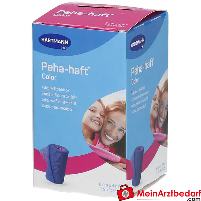 Peha-haft® Colour latex-free fixation bandage blue 8 cm x 4 m blue, 1 pc.