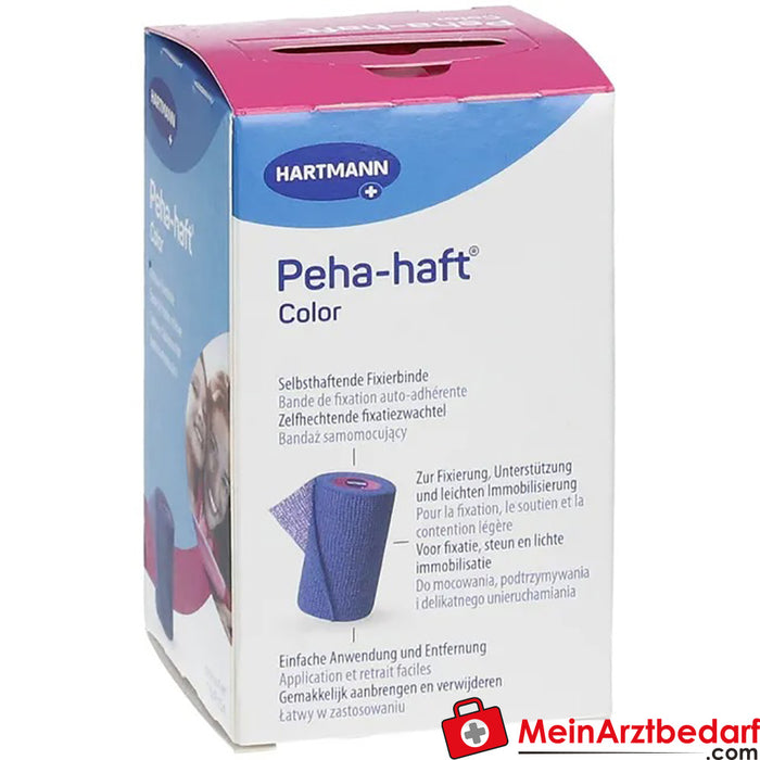 Peha-haft® Colour 无乳胶固定绷带，蓝色，8 cm x 4 m，蓝色，1 件。