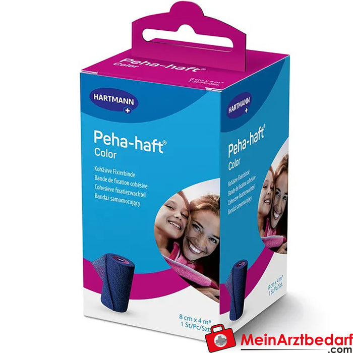 Peha-haft® Kolorowy bezlateksowy bandaż mocujący niebieski 8 cm x 4 m niebieski, 1 szt.