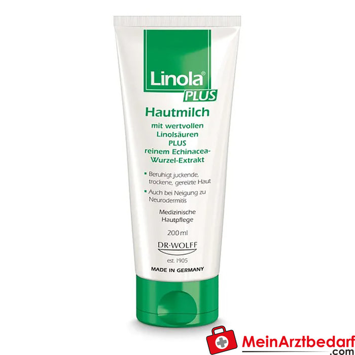 Linola PLUS 护肤乳液--适用于瘙痒、干燥和过敏性皮肤的身体乳液，200 毫升