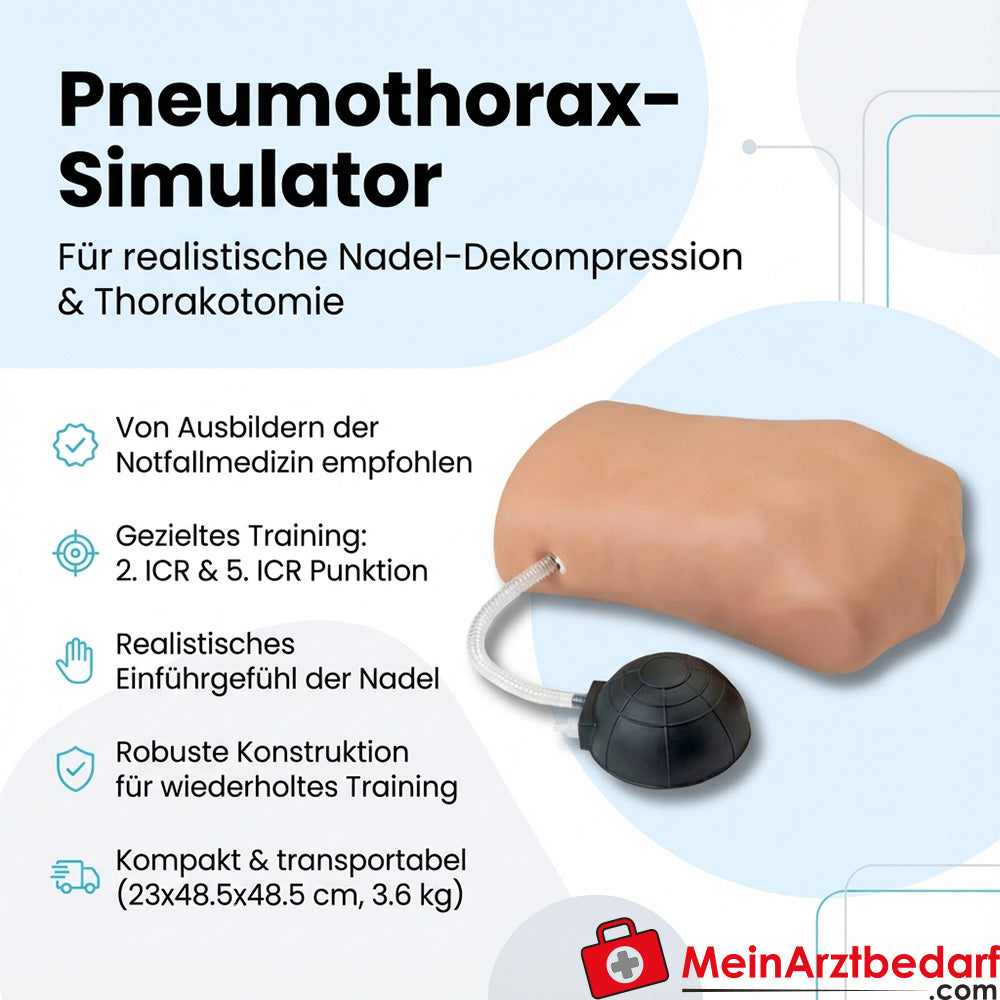 Erler-Zimmer Pneumothorax-Simulator Trainingsmodell für Nadel-Dekompression und Thorakotomie, 23×48,5×48,5 cm