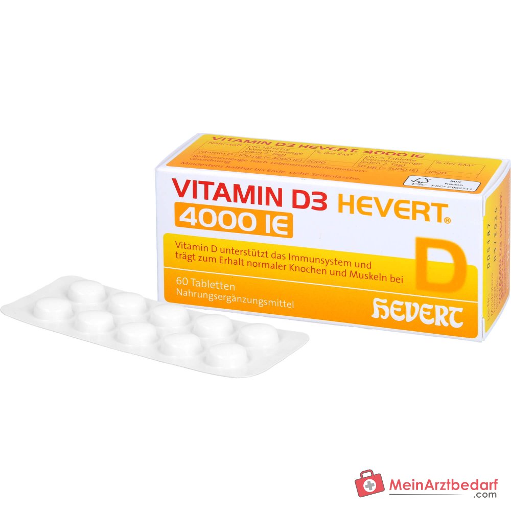 Hevert Vitamin D3 Cholecalciferol Tabletten 4000 IE, 60 St.
