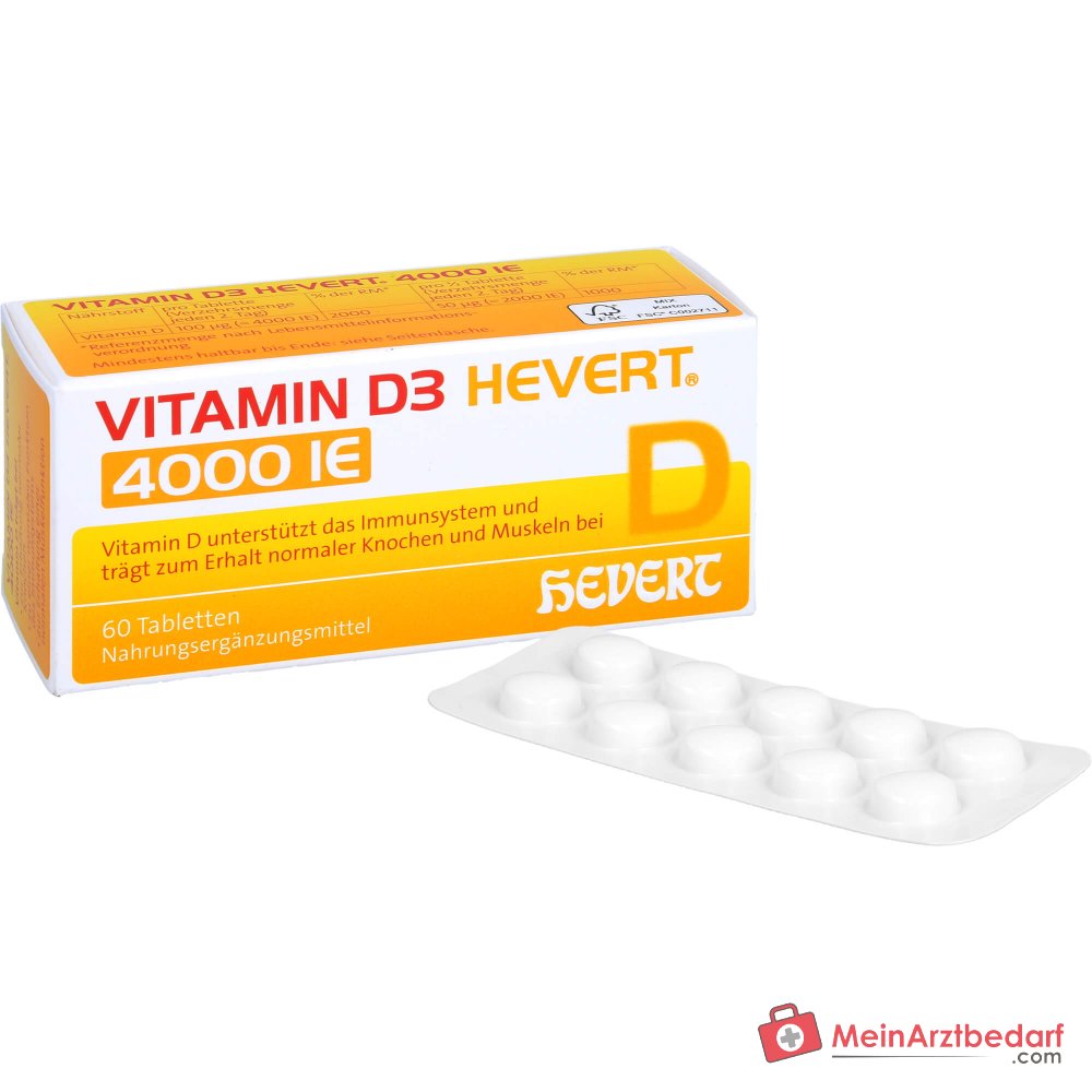 Hevert Vitamin D3 Cholecalciferol Tabletten 4000 IE, 60 St.