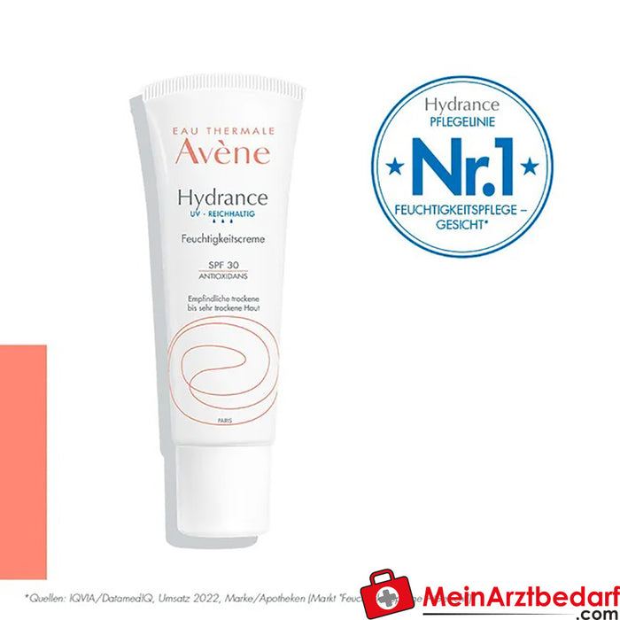 Avène Hydrance bogaty krem nawilżający UV SPF 30 intensywnie nawilża skórę