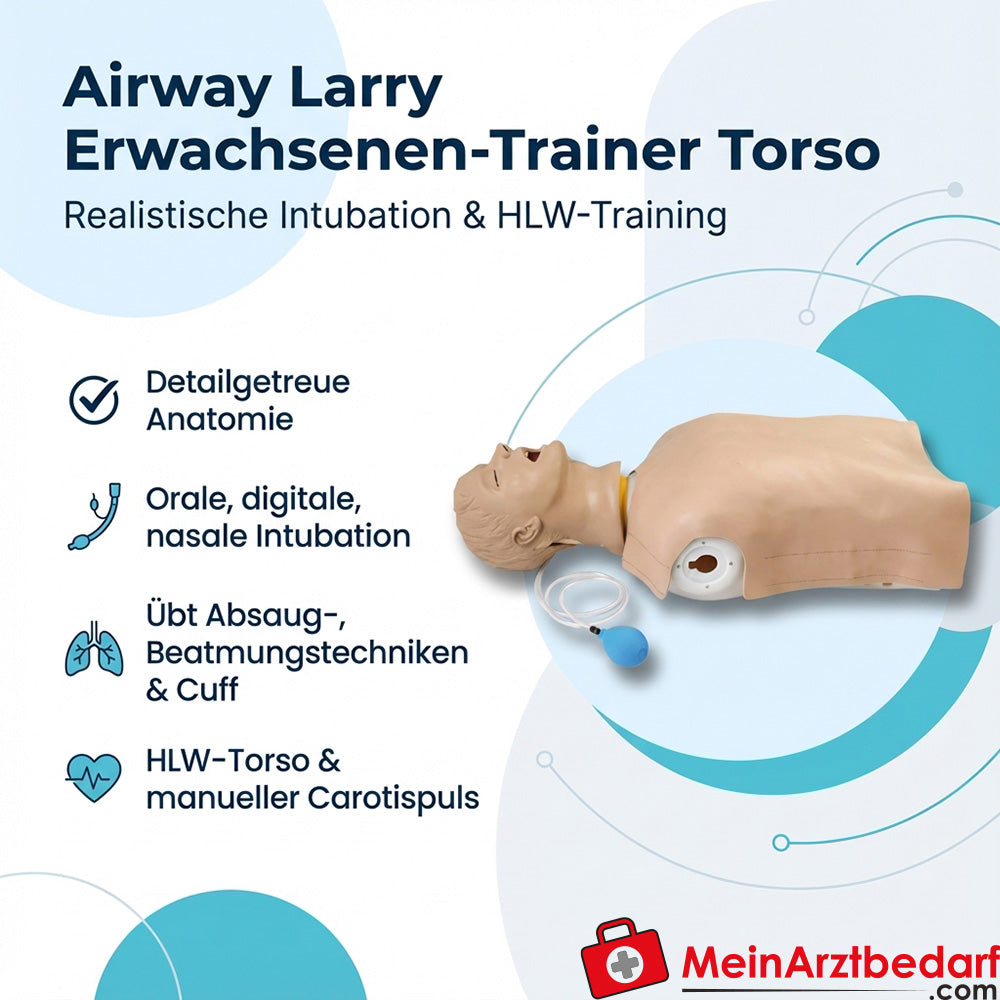 Erler Zimmer Luchtweg Larry luchtwegtrainer torso voor volwassenen Reanimatie torso met handmatige halsslagaderpuls