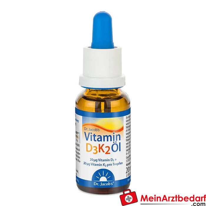 Óleo de Vitamina D3K2 do Dr. Jacob 800 UI/20 mcg|D3+K2 640 gotas vegetarianas, 20ml