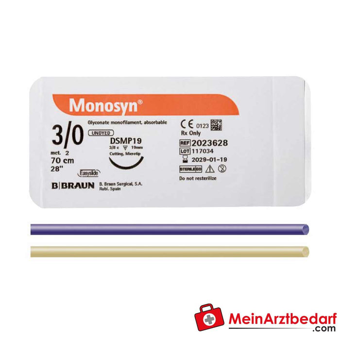 Sutures Monosyn® B. Braun, non colorées, USP 0 - 3/0