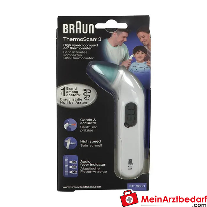 Termómetro auricular compacto ThermoScan® 3 da Braun, 1 unidade.