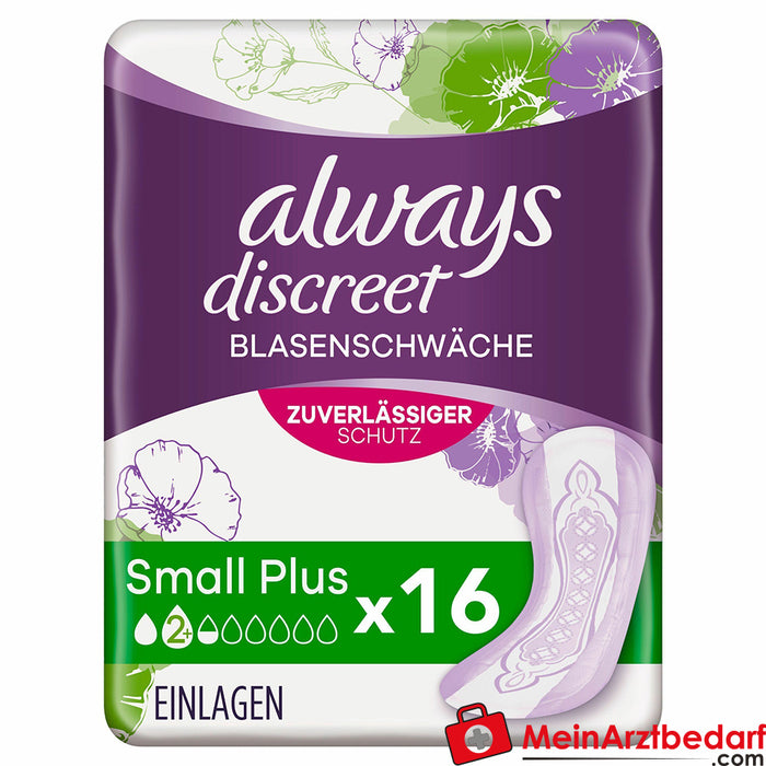 always discreet Protections pour incontinence Small plus, 16 pièces