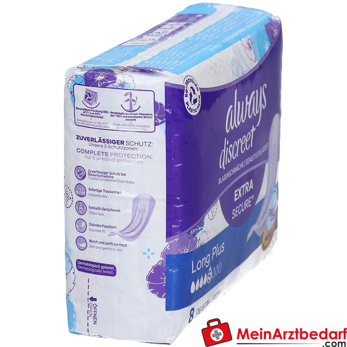 absorbentes incontinencia always discreet+ long plus, 8 uds.