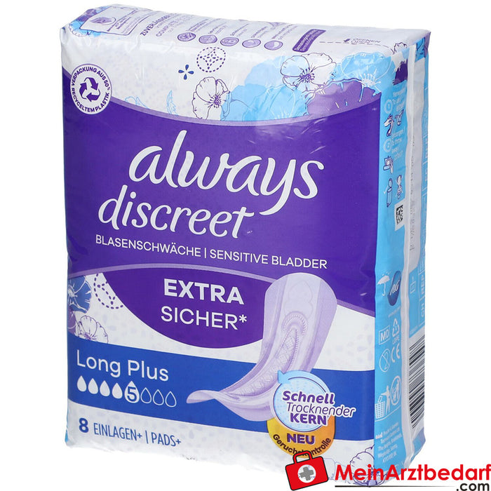 always discreet incontinence pads+ long plus, 8 pcs.