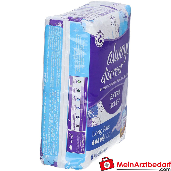 absorbentes incontinencia always discreet+ long plus, 8 uds.