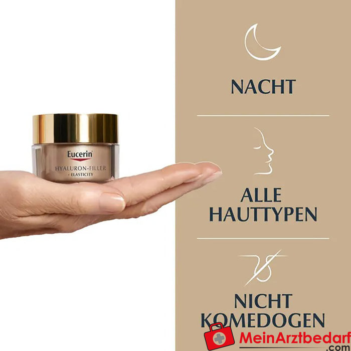 Eucerin® HYALURON-FILLER + ELASTICITY Soin de nuit - Crème visage anti-âge pour une peau plus lisse - Crème anti-rides contre les taches de vieillesse