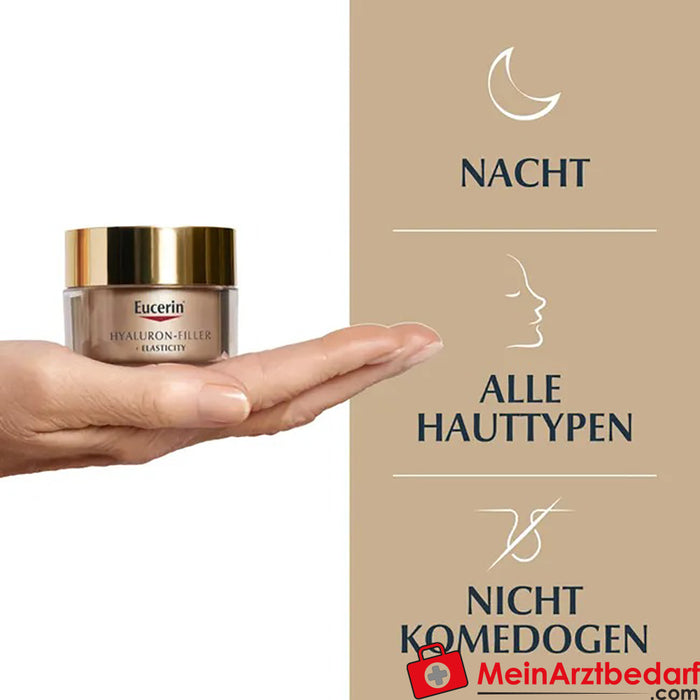 Eucerin® HYALURON-FILLER + ELASTICITY Nachtpflege|Antifaltencreme gegen Altersflecken, 50ml