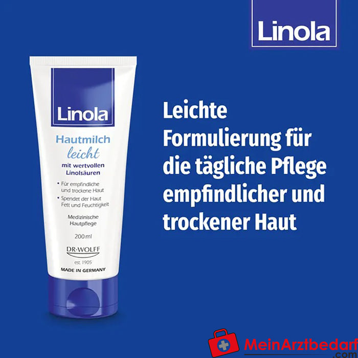 Linola Lait pour la peau léger - pour peaux sensibles et sèches, 200ml