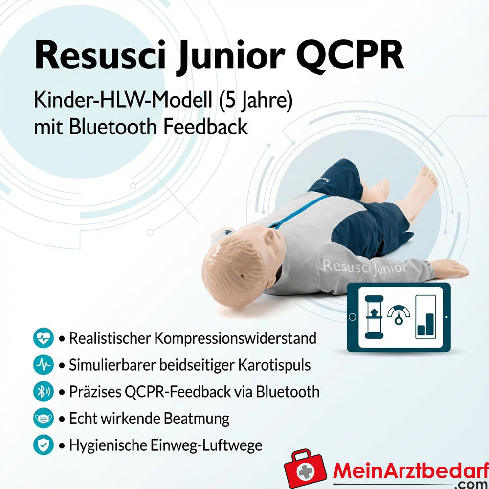 Laerdal Resusci Junior QCPR paediatric CPR model (5 years) with Bluetooth QCPR feedback