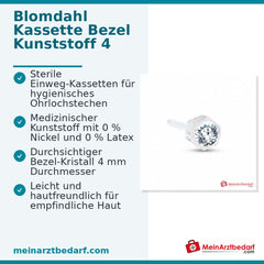 Blomdahl Erstohrstecker Bezel Kunststoff transparent, 4 mm, 10 Stk..