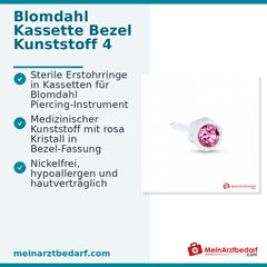 Blomdahl Erstohrstecker Bezel Kunststoff rosa, 4 mm, 10 Stk..