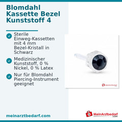 Blomdahl Erstohrstecker Bezel Kunststoff schwarz, 4 mm, 10 Stk..