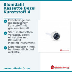 Blomdahl Erstohrstecker Bezel Kunststoff grau mit Kristall, 4 mm, 10 Stk..