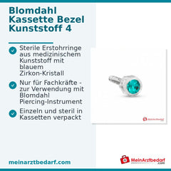 Blomdahl Erstohrstecker Bezel Kunststoff Blauer Zirkon, 4 mm, 10 Stk..