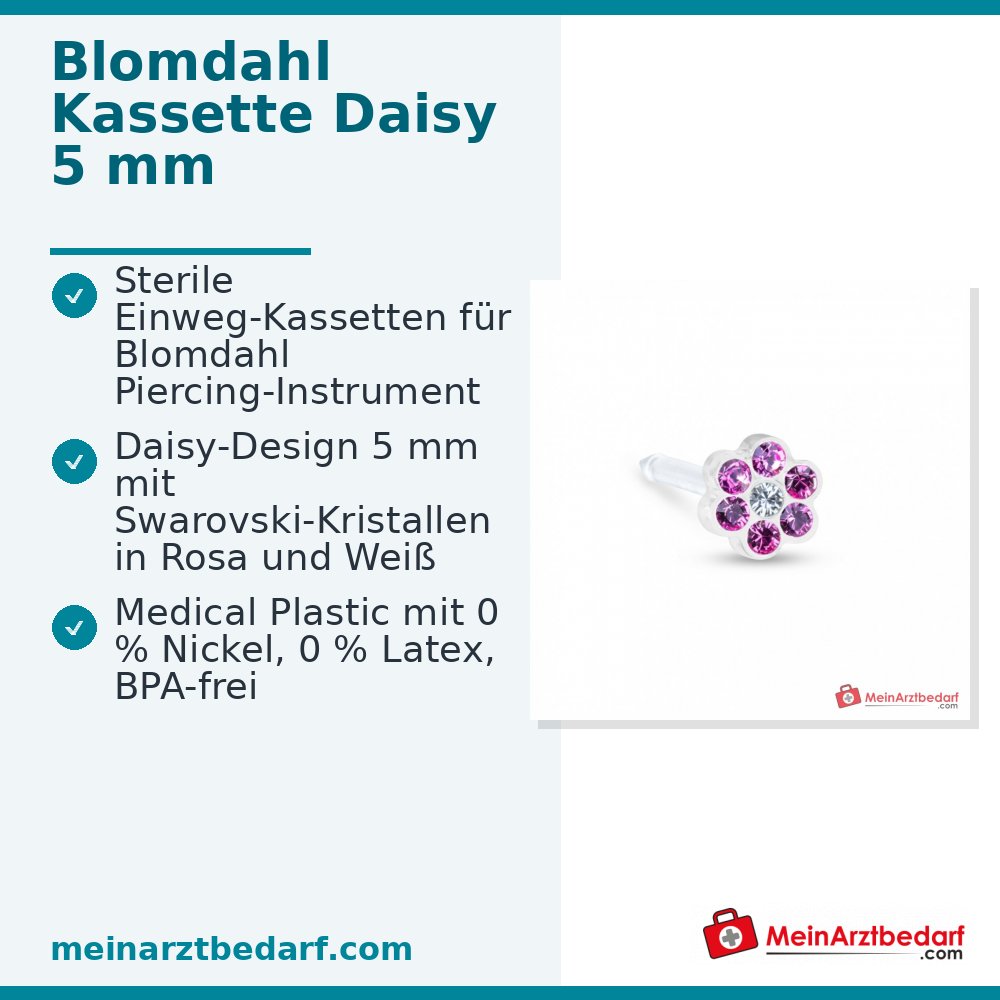 Blomdahl Erstohrstecker Daisy Kunststoff rosa-weiß, 5 mm, 10 Stk..