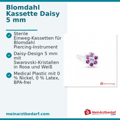 Blomdahl Erstohrstecker Daisy Kunststoff rosa-weiß, 5 mm, 10 Stk..