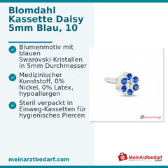 Blomdahl Erstohrstecker Daisy Kunststoff blau, 5 mm, 10 Stk..