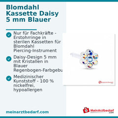 Blomdahl Erstohrstecker Daisy Kunststoff Blauer Regenbogen, 5 mm, 10 Stk..